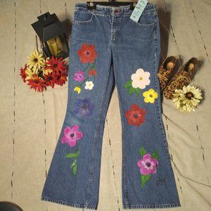 1163 Jeaniemade Size 11 Lei Painted Jeans